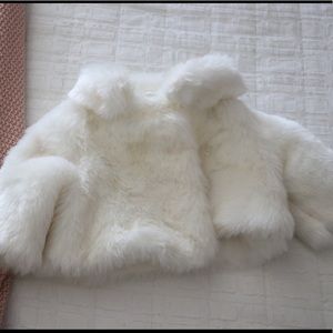 Janie and Jack White Fur Coat Size 12-18 Months